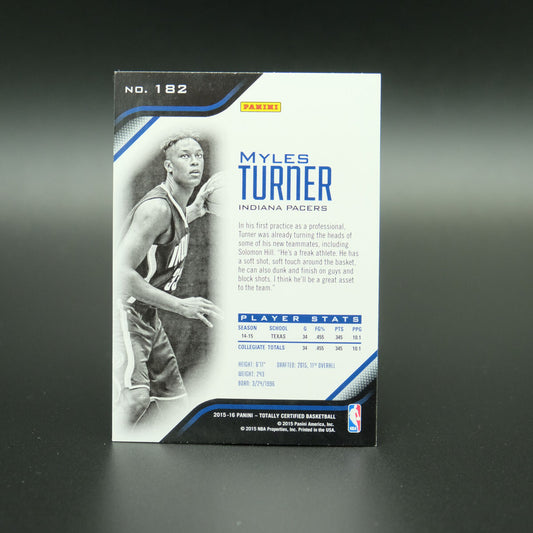 2015-16 Myles Turner Totally Certified #182 Rookie Card