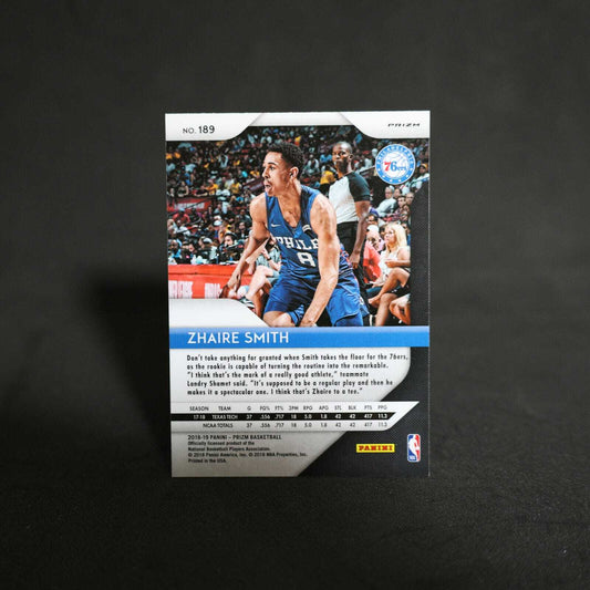 2018-19 Zhaire Smith Prizm - #189 Fast Break Silver Prizm Rookie Card