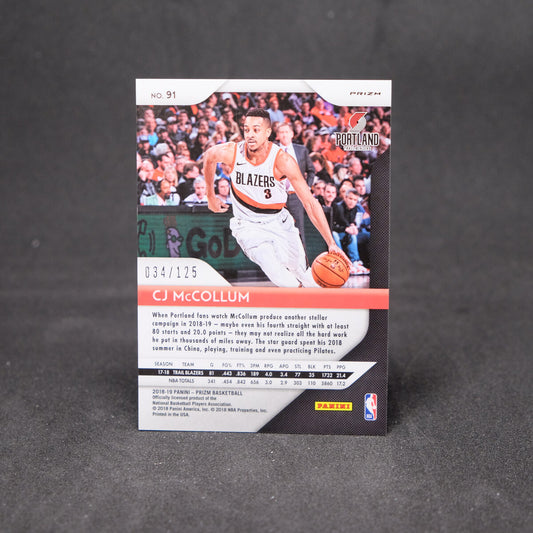 2018-19 Panini Prizm CJ McCollum Fast Break Red Prizm /125