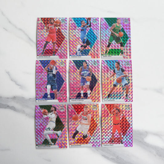 2019-20 Mosaic Pink Camo Prizm Lot #2 - 9 Cards