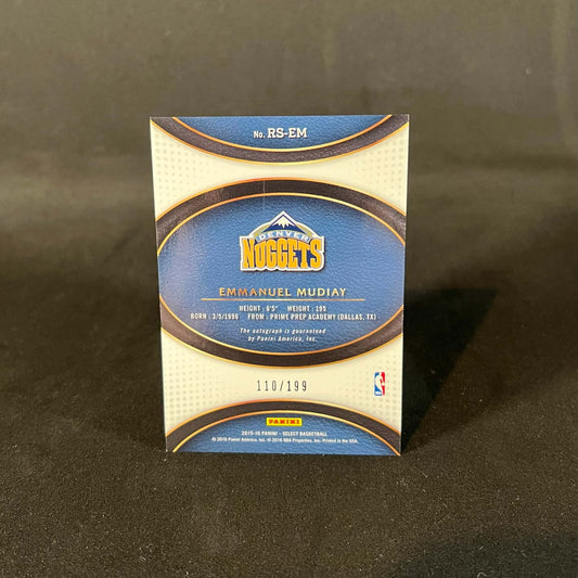 2015-16 Emmanuel Mudiay Panini Select Rookie Signatures RC /199