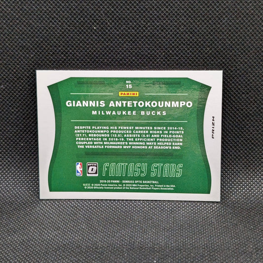 2019-20 Giannis Antetokounmpo Donruss Optic Fantasy Stars Silver Holo Prizm