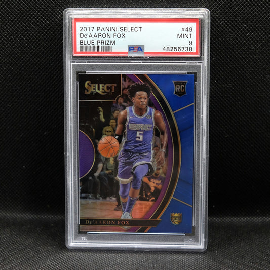 2017-18 De'Aaron Fox Select #49 Blue Prizm /299 Rookie Card PSA 9 Mint
