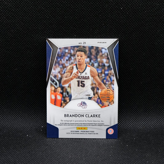2019 Prizm Draft Brandon Clarke #21 Orange Prizm Autograph Rookie Card /125