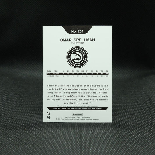2018-19 Omari Spellman Hoops #251 Blue Checkerboard Rookie Card /75