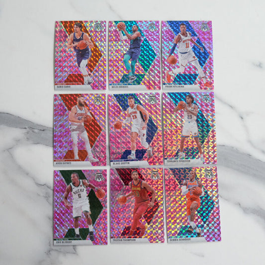 2019-20 Mosaic Pink Camo Prizm Lot #6 - 9 Cards