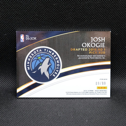 2018-19 Select Josh Okogie Draft Selections Purple Prizm Rookie Patch /99