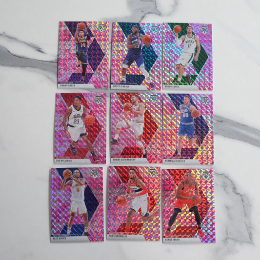 2019-20 Mosaic Pink Camo Prizm Lot #5 - 9 Cards