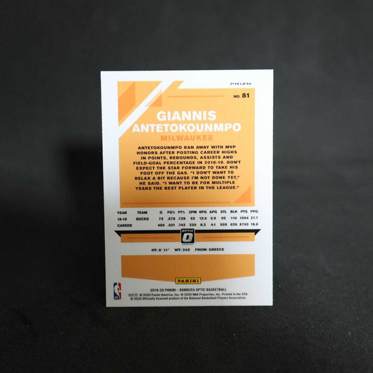 2019-20 Giannis Antetokounmpo Donruss Optic Blue Velocity Prizm