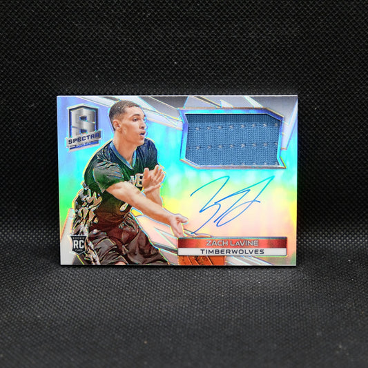 2014-15 Zach Lavine Spectra Rookie Patch Auto /125 Silver Prizm