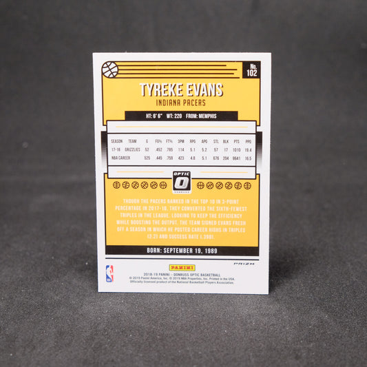 2018-19 Panini Donruss Optic Silver Holo Prizm Tyreke Evans