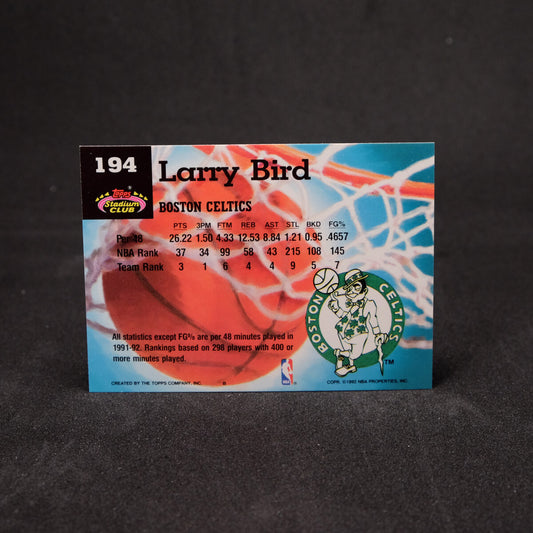 Larry Bird 1992-93 Topps Stadium Club #194 Members Choice