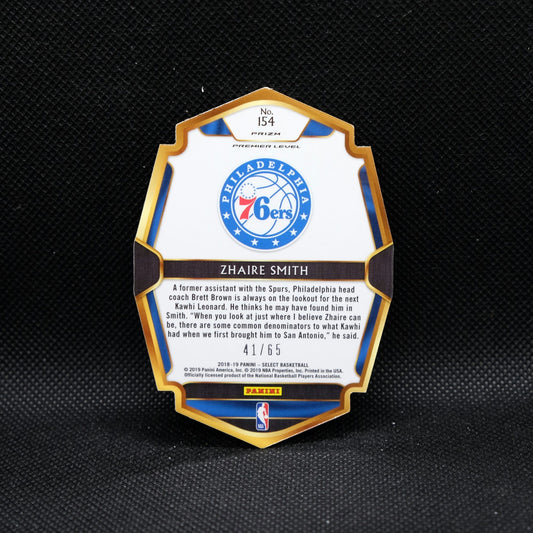 2018-19 Panini Select Zhaire Smith Premier Level Die Cut Rookie Card Orange P...
