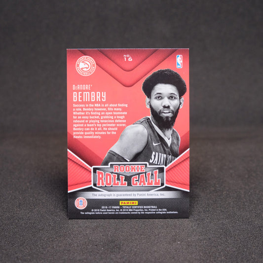 2016-17 DeAndre' Bembry - Totally Certified Rookie Roll Call Autograph