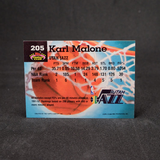Karl Malone 1992-93 Topps Stadium Club #205 Members Choice