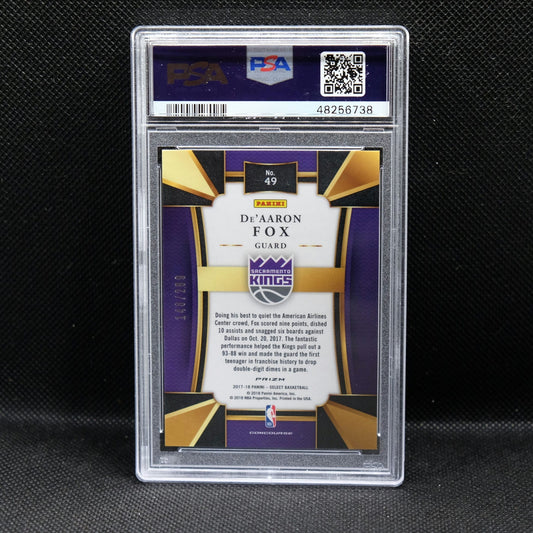 2017-18 De'Aaron Fox Select #49 Blue Prizm /299 Rookie Card PSA 9 Mint