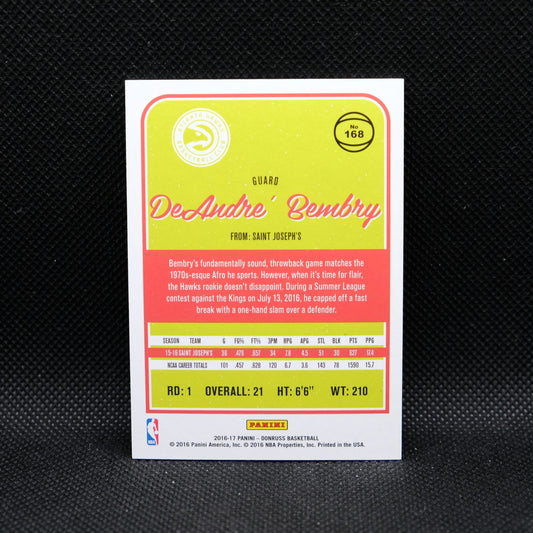 2016-17 Panini Donruss DeAndre' Bembry Gold Laser Rookie Card /25
