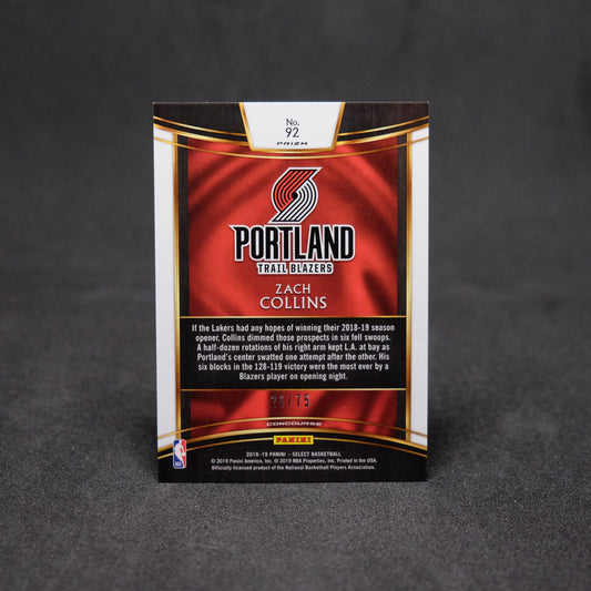 2018-19 Zach Collins Select - Concourse Lime Green Prizm /75
