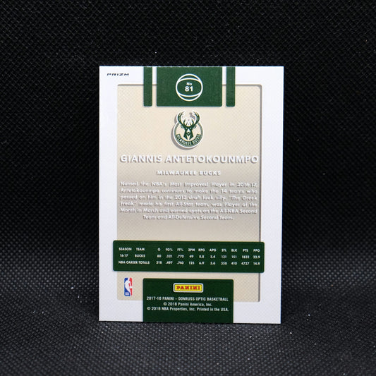 2017-18 Donruss Optic Giannis Antetokounmpo #81 Silver Holo Prizm