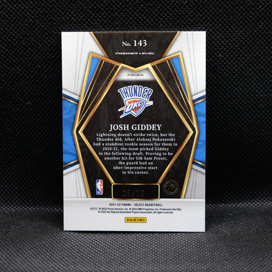 2021-22 Josh Giddey Select #143 Blue Fast Break Prizm /25 Rookie Card