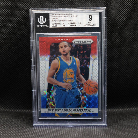 2013-14 Stephen Curry Prizm #176 Red White Blue Mosaic Prizm BGS 9 MINT