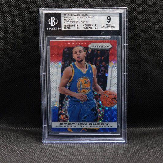2013-14 Stephen Curry Prizm #176 Red White Blue Mosaic Prizm BGS 9 MINT (#2)