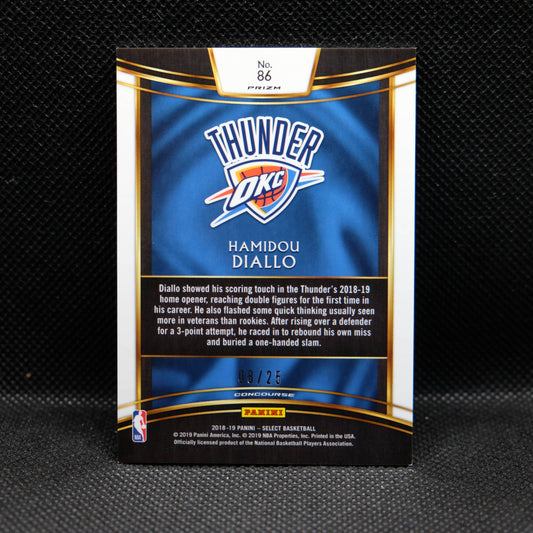 2018-19 Hamidou Diallo Select #86 Tie Dye Prizm Rookie Card /25