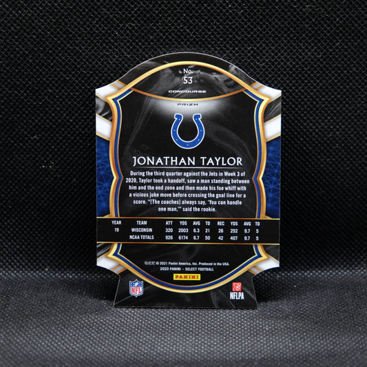 2020 Jonathan Taylor Select #53 Rookie Card Zebra Prizm Die Cut