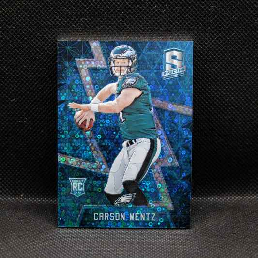 2016 Carson Wentz Spectra #165 Rookie Card Blue Fast Break Prizm /60