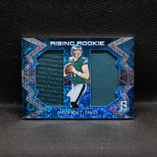 2016 Carson Wentz Spectra Rising Rookie Blue Fast Break Rookie Patch /99