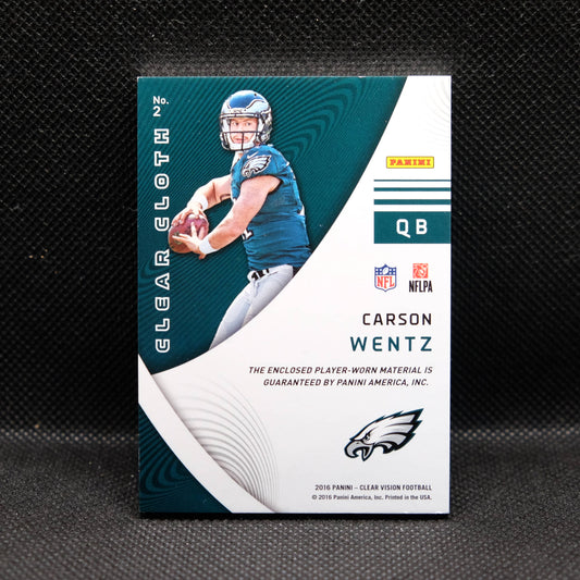 2016 Carson Wentz Clear Vision #2 Clear Cloth Rookie Card /49