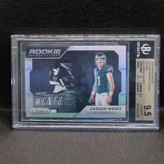 2016 Carson Wentz Prizm Rookie Introductions Silver Prizm BGS 9.5 GEM MINT
