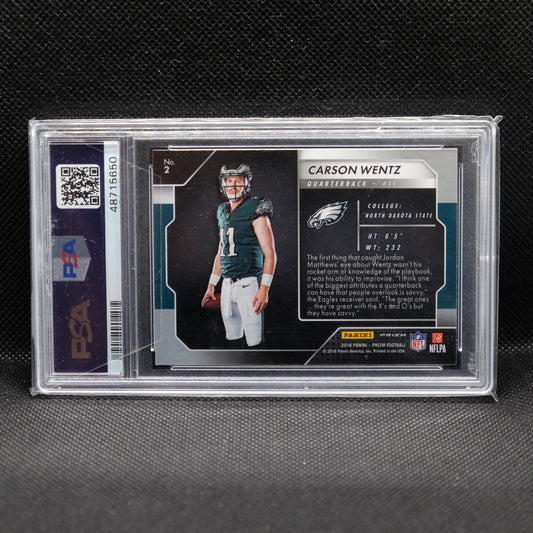 2016 Carson Wentz Prizm Rookie Introductions Silver Prizm PSA 10 GEM MINT
