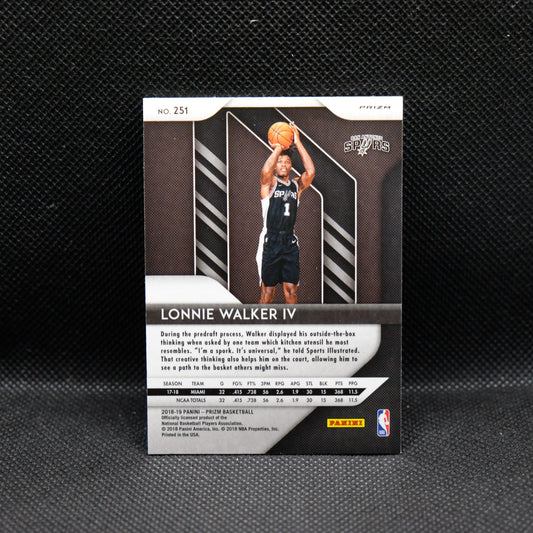 2018-19 Lonnie Walker IV Prizm #251 Red White Blue Prizm Rookie Card RC