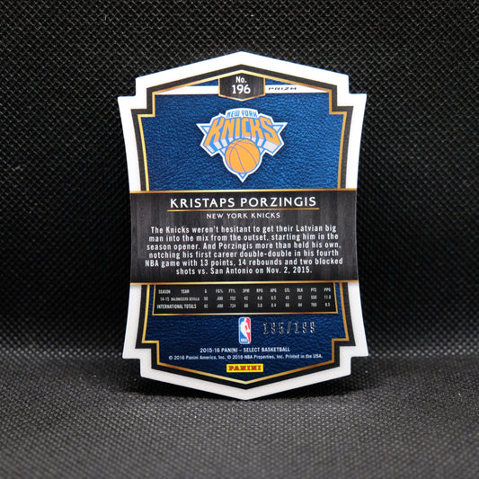 2015-16 Kristaps Porzingis Select #196 Blue Die Cut Prizm Rookie Card RC /199