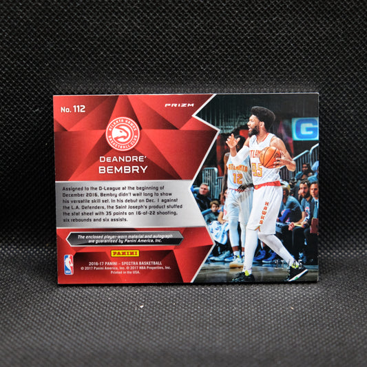 2016-17 DeAndre' Bembry Spectra Pink Prizm Rookie Patch Auto /45