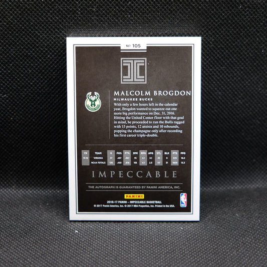 2016-17 Malcolm Brogdon Impeccable #105 Rookie Autograph