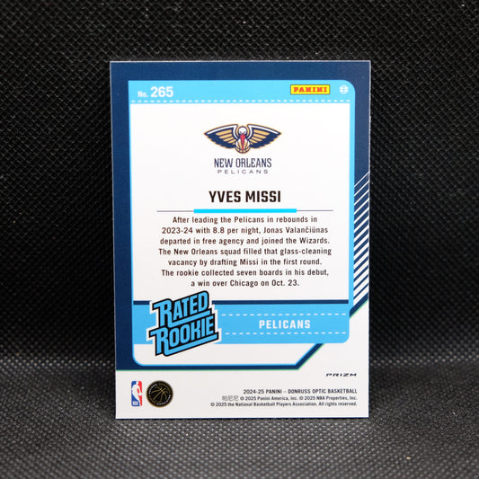 2024-24 Yves Missi Donruss Optic #265 Rated Rookie Pink Hyper Prizm