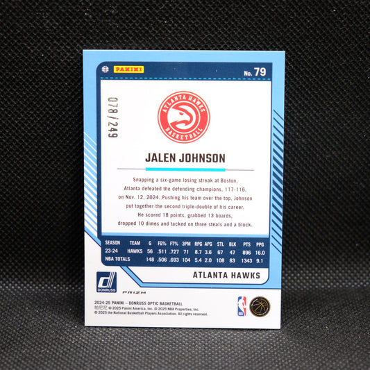2024-24 Jalen Johnson Donruss Optic #79 Hyper Green Prizm /249