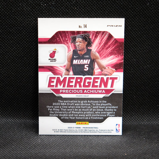 2020-21 Precious Achiuwa Prizm Emergent Silver Prizm Rookie Card