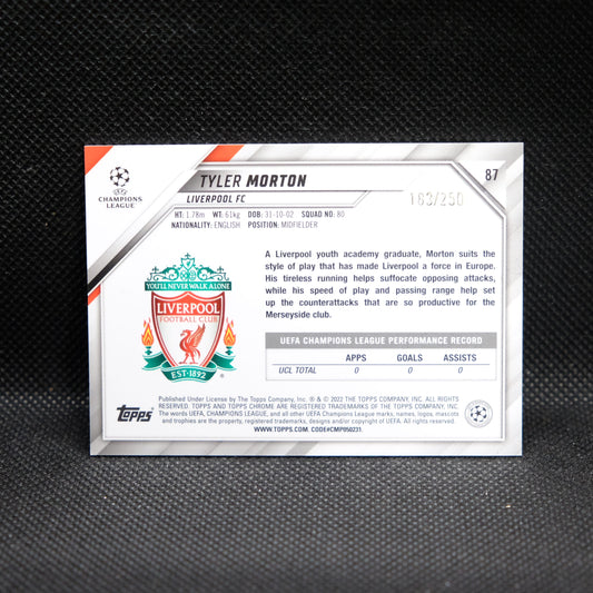 2021-22 Tyler Morton Topps Chrome UEFA UCL #87 Purple Mini Diamond /250