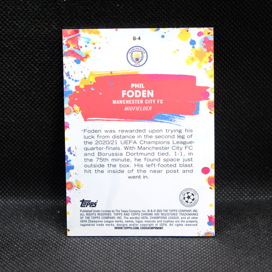2021-22 Phil Foden Topps Chrome UEFA UCL Golazo Refractor