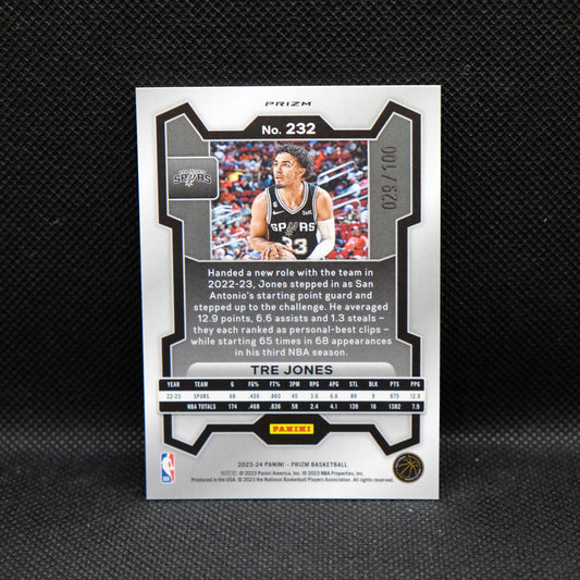 2023-24 Panini Prizm - Tre Jones Red Fast Break Prizm /100