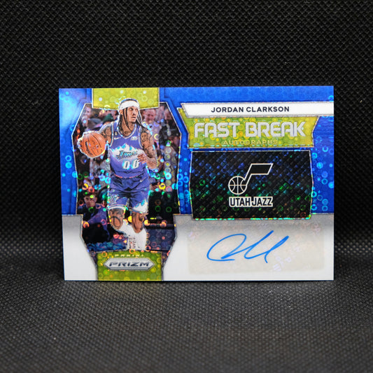 2023-24 Panini Prizm - Jordan Clarkson Fast Break Autographs Blue /49