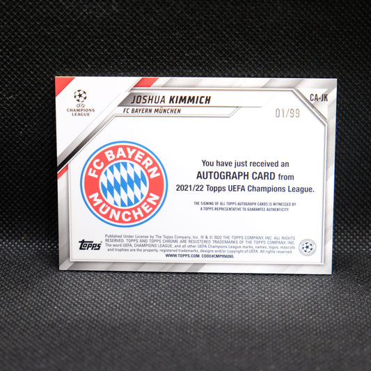 2021-22 Joshua Kimmich Topps Chrome UEFA UCL CA-JK Auto Neon Green /99