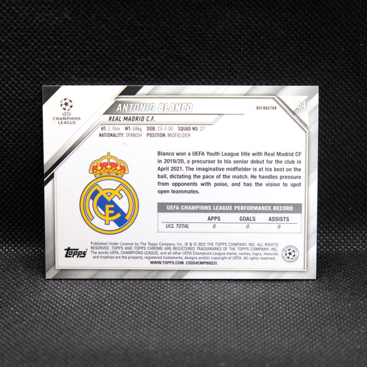 2021-22 Antonio Blanco Topps Chrome UEFA UCL #154 Refractor RC