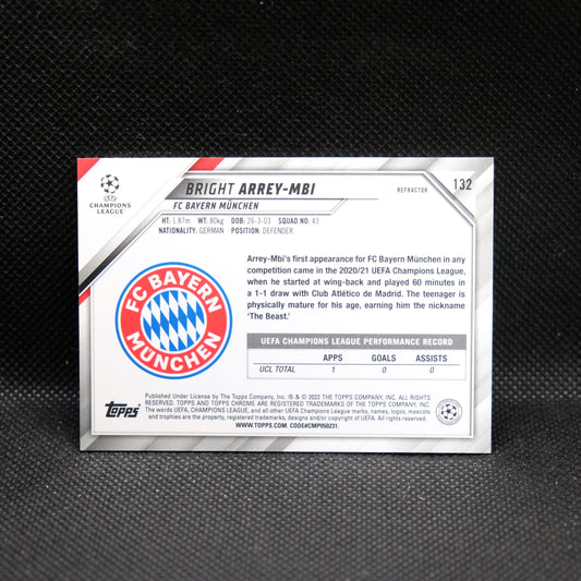 2021-22 Bright Arrey-Mbi Topps Chrome UEFA UCL #132 Refractor RC