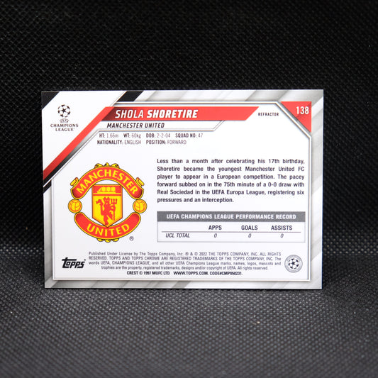 2021-22 Shola Shoretire Topps Chrome UEFA UCL #138 Refractor RC