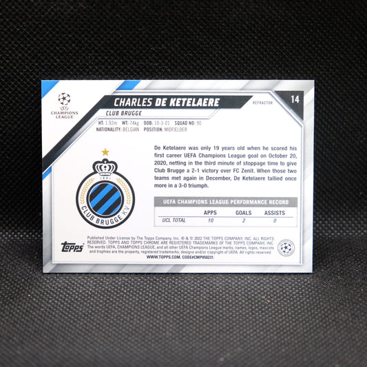 2021-22 Charles De Ketelaere Topps Chrome UEFA UCL #14 Silver Refractor