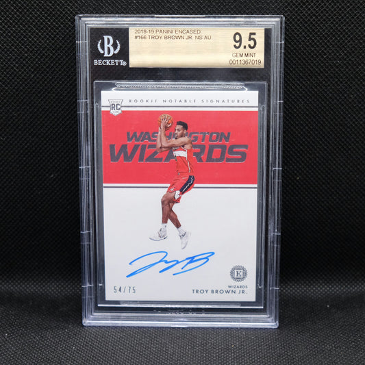 2018-19 Troy Brown Jr. Encased Rookie Notable Signatures /75 #166 BGS 9.5 & 10 Auto